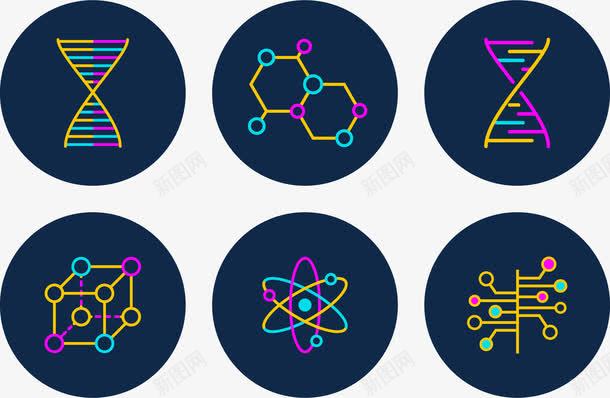 纳米技术图标png_新图网 https://ixintu.com 分子原子 医疗医学 图标 生物 脱氧核糖核酸 苯环