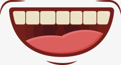 一排牙齿笑脸白色牙齿红色舌头矢量图高清图片