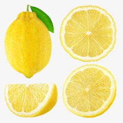 新鲜柠檬片微距特写黄柠檬切片特写高清图片