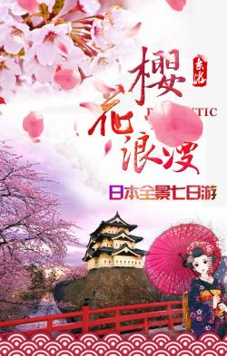 景点宣传海报日本浪漫樱花旅游高清图片