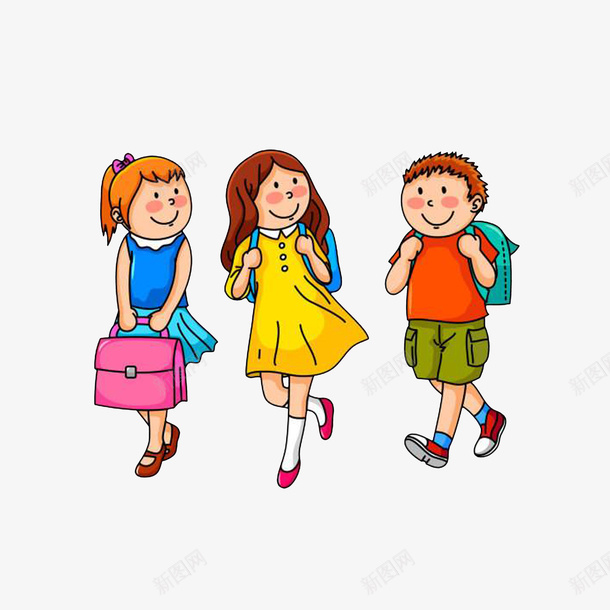 卡通一起放学回家的男孩女孩png免抠素材_新图网 https://ixintu.com 学生手绘 放学的学生 男孩女孩 结伴而行
