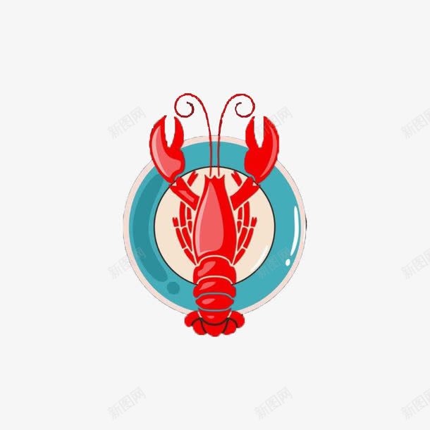 手绘红色海鲜龙虾png免抠素材_新图网 https://ixintu.com 海鲜龙虾 盘子 红色大龙虾 美味 美食 食材 食物