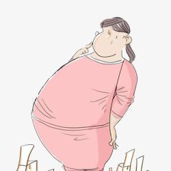 过度饮食穿着粉色衣服的胖女孩高清图片