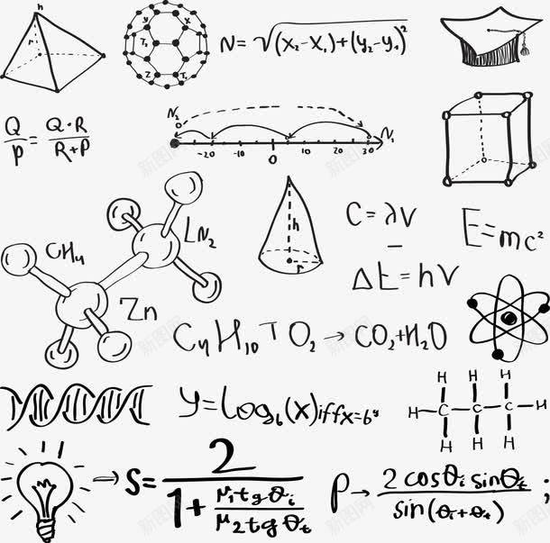 化学公式矢量图eps免抠素材_新图网 https://ixintu.com 免费矢量下载 分子 化学公式 教育 矢量图