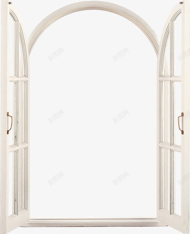 欧式白色木窗png免抠素材_新图网 https://ixintu.com 拱形 木窗 欧式 白色
