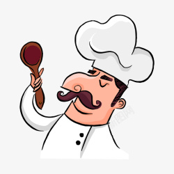 厨师插画灰色手绘线稿厨师美食元素矢量图高清图片