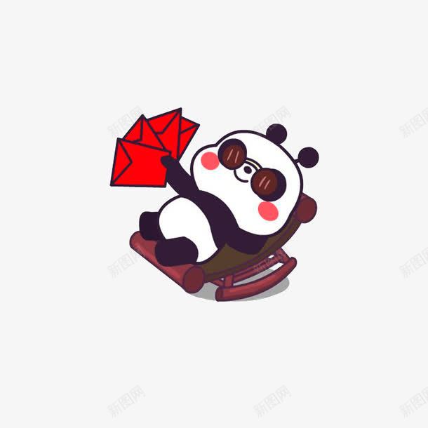 手拿红包的熊猫png免抠素材_新图网 https://ixintu.com 卡通手绘 红包拿来 表情图