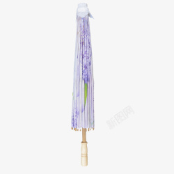 诗意山水紫色花朵古韵水墨伞高清图片