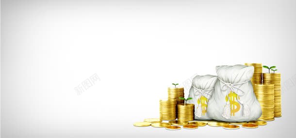堆积的金币和钱袋jpg设计背景_新图网 https://ixintu.com 商务 投资 金融 银行