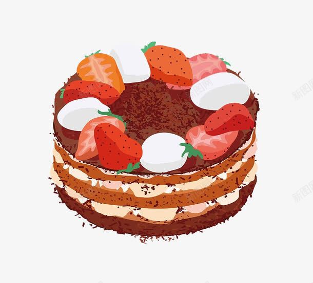 手绘蛋糕png免抠素材_新图网 https://ixintu.com 千层 巧克力 提拉米苏 草莓
