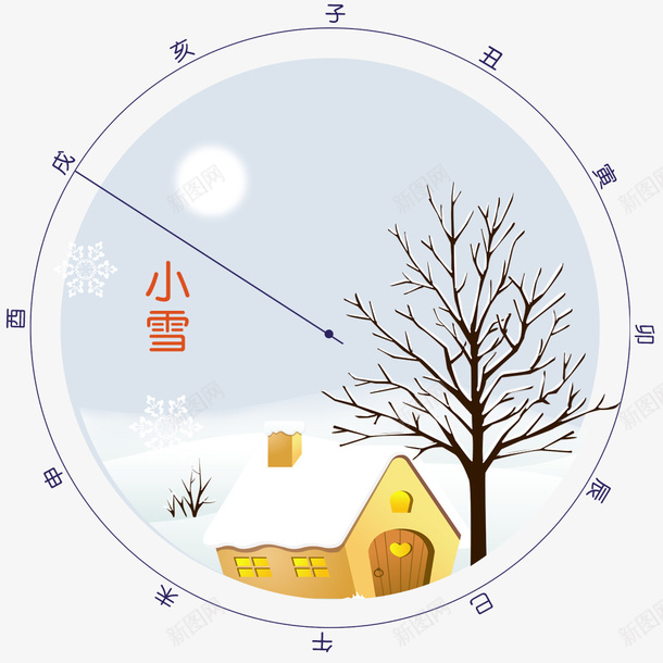 小清新二十四节气小雪圆形边框元psd免抠素材_新图网 https://ixintu.com 中华传统 二十四节气 传统文化 圆形边框 小清新 小清新二十四节气小雪圆形边框元素免费下载 小雪