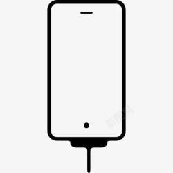 手机轮廓移动电话连接到电气线路标志图标高清图片