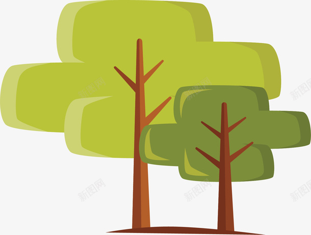 高矮绿色树木png免抠素材_新图网 https://ixintu.com 大树 春天 森林 植物 浅绿 绿叶 绿色 高低对比