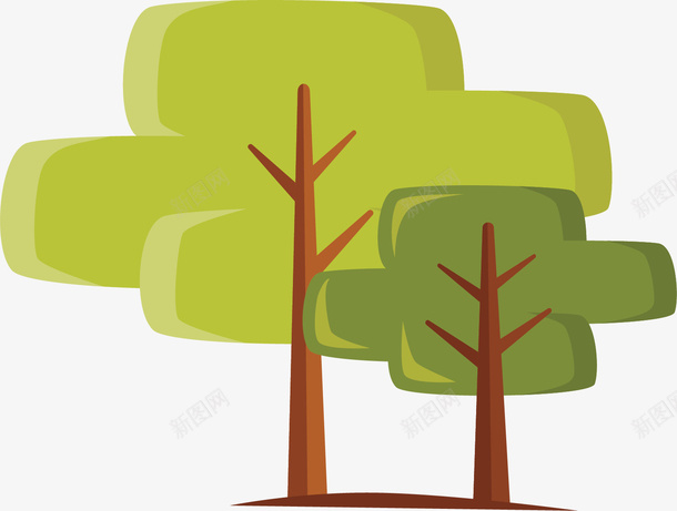 高矮绿色树木png免抠素材_新图网 https://ixintu.com 大树 春天 森林 植物 浅绿 绿叶 绿色 高低对比