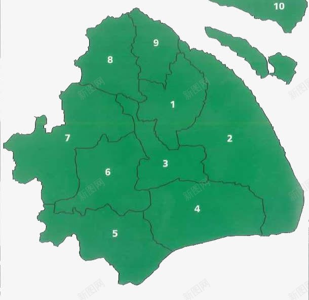 绿色上海地图png免抠素材_新图网 https://ixintu.com 上海 区域 地图 绿色