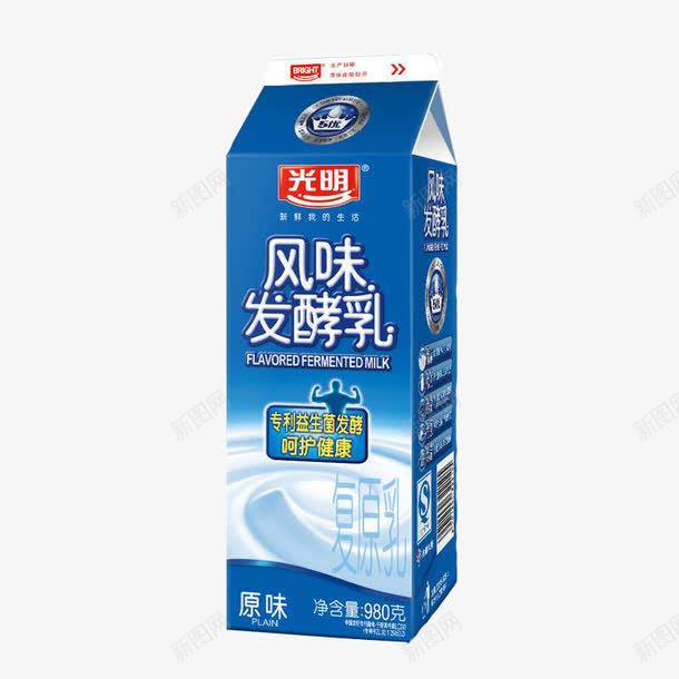 风味发酵乳png免抠素材_新图网 https://ixintu.com 产品实物 光明牛奶 发酵乳 早餐奶 蓝色外包装 酸奶 酸奶礼盒