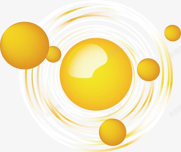 黄色原子png免抠素材_新图网 https://ixintu.com 充气 原子 旋转 气球 玩具 立体 黄色