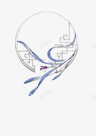 古风银色边框蓝色飘带png免抠素材_新图网 https://ixintu.com 古风 蓝色 边框 银色 飘带