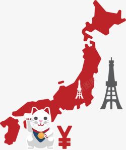 日本招财猫铁塔素材