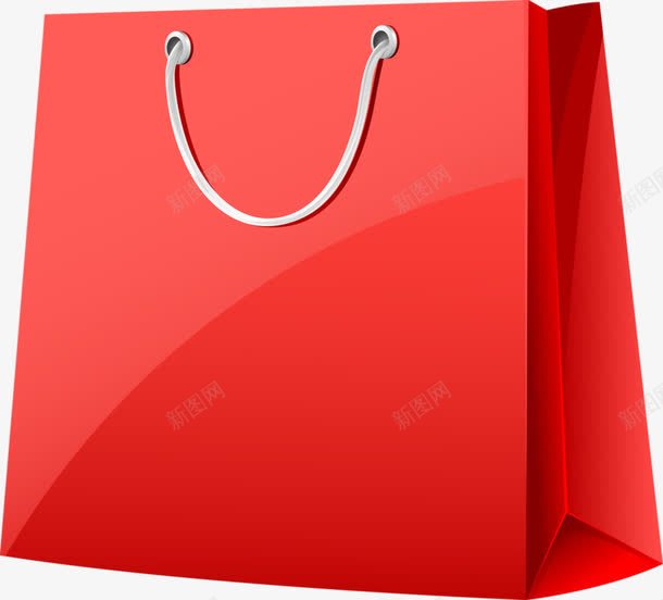 红色购物袋png免抠素材_新图网 https://ixintu.com 漂亮 红色 细绳 购物袋