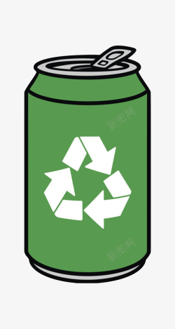卡通易拉罐绿色简约保护环境可回收标志的易高清图片