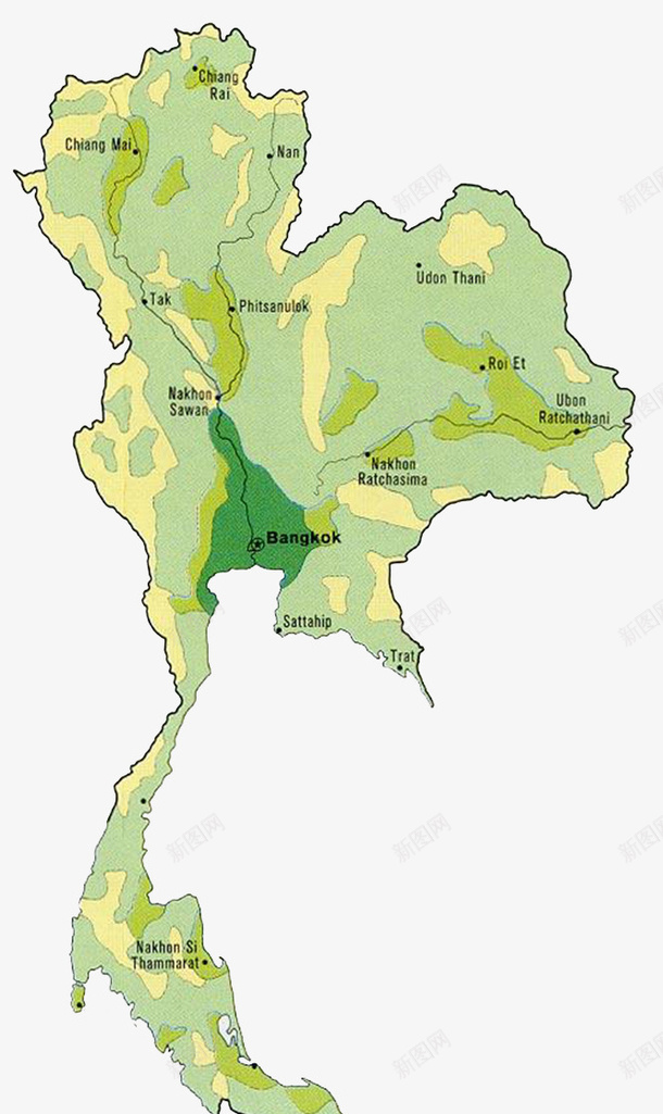 绿色泰国地图png免抠素材_新图网 https://ixintu.com 地图 泰国 泰国地图 绿色