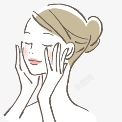 女性补水卡通女性做脸部护理矢量图高清图片