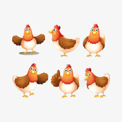 种子集合插画设计鸡动作插画集合高清图片