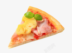 少了一块的披萨实物一块培根菠萝披萨高清图片