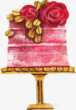 水彩粉红色花朵蛋糕素材