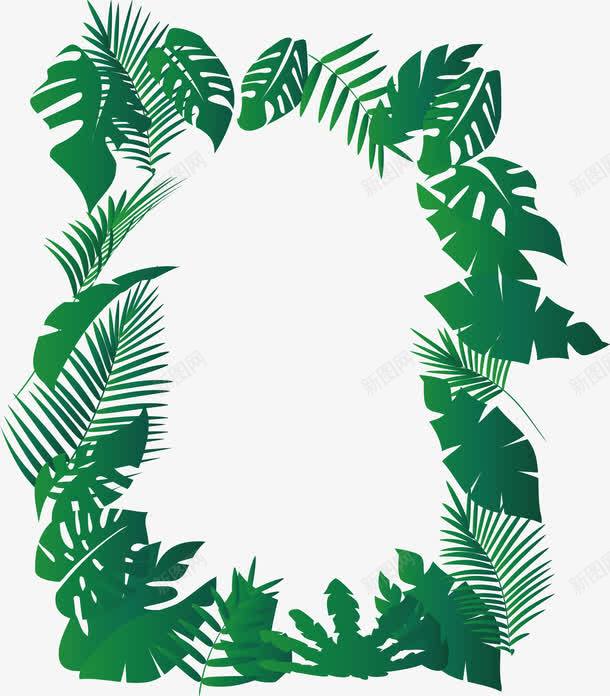 芭蕉边框png免抠素材_新图网 https://ixintu.com 树叶 椰风 民族特色 热带丛林 绿色