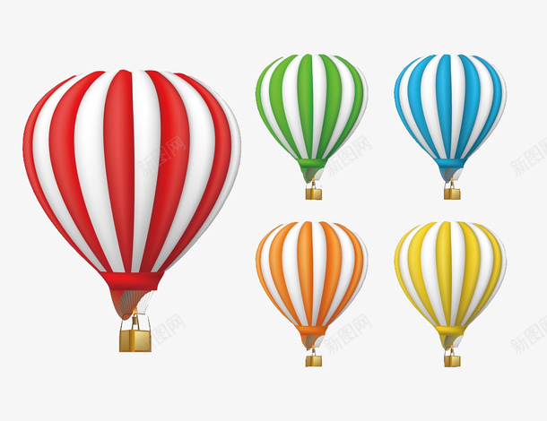 五个色的热气球png免抠素材_新图网 https://ixintu.com 五个 多个 手绘 热气球