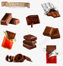 巧克力排块巧克力块矢量图高清图片