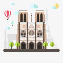 法国大教堂巴黎铁塔矢量图高清图片