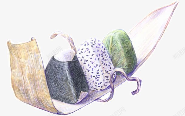 手绘粽子png免抠素材_新图网 https://ixintu.com 手绘 手绘粽子 手绘美食 端午节 粽子 绘画 美术