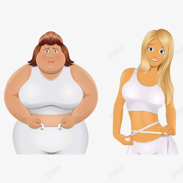 卡通胖子和瘦子png免抠素材_新图网 https://ixintu.com 卡通胖子和瘦子 卡通胖瘦对比 大型的 对比 小型的 比较 胖瘦对比