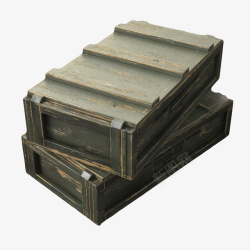 方形弹药箱绿色木制弹药箱高清图片