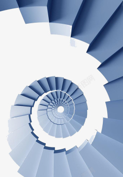 螺旋向上楼梯蓝色旋涡螺旋楼梯高清图片