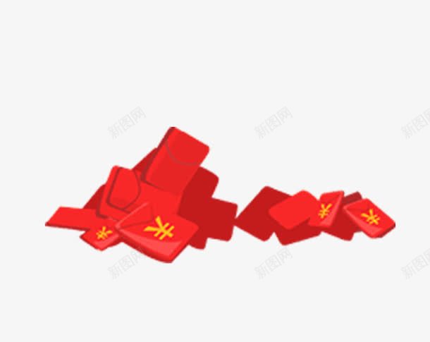 一堆红包png免抠素材_新图网 https://ixintu.com 红包 红色 装饰素材 货币符号