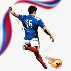 足球加油海报手绘足球运动员射门高清图片