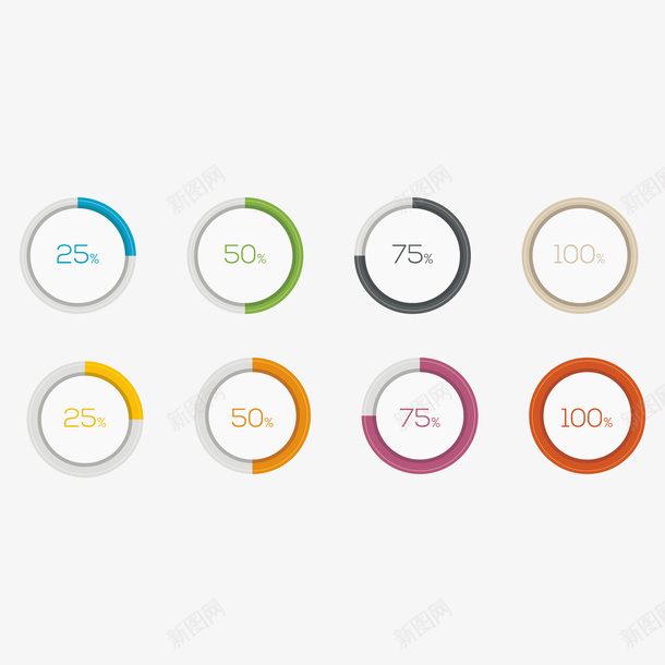 彩色圆形数据分析矢量图ai免抠素材_新图网 https://ixintu.com ppt 光泽 占比 圆形 圆环 彩色 数据 百分比 矢量图
