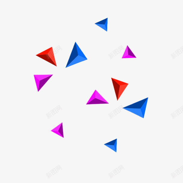 彩色立体几何悬浮psd免抠素材_新图网 https://ixintu.com 几何图案 几何悬浮 几何装饰 彩色 立体三角形 装饰