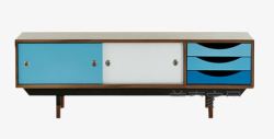 工业风电视柜茶几组合蓝白色欧式柜子高清图片