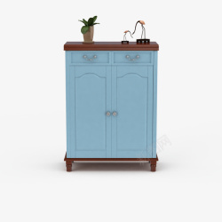 简单鞋柜蓝色花纹简单欧式鞋柜高清图片