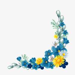 蓝色花边花朵素材