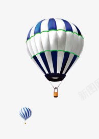 创意手绘蓝白条纹的热气球png免抠素材_新图网 https://ixintu.com 创意 条纹 热气球