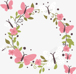 藤圈粉色美丽春季花环高清图片