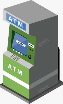 自助取款机绿色ATM自动取款机高清图片