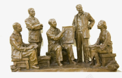 青铜雕像红军领导人场景雕塑高清图片