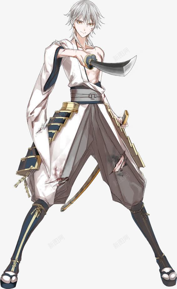 动漫白衣武士男子png免抠素材_新图网 https://ixintu.com 武士 男子 白衣